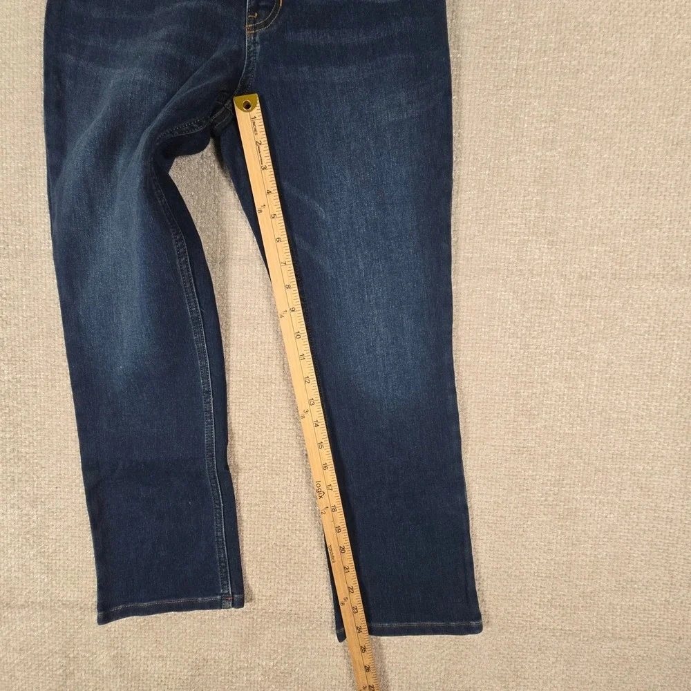 Lands End Boys Husky Denim Jeans Dark Wash Straight Leg Size 10H Stretch Blue‎